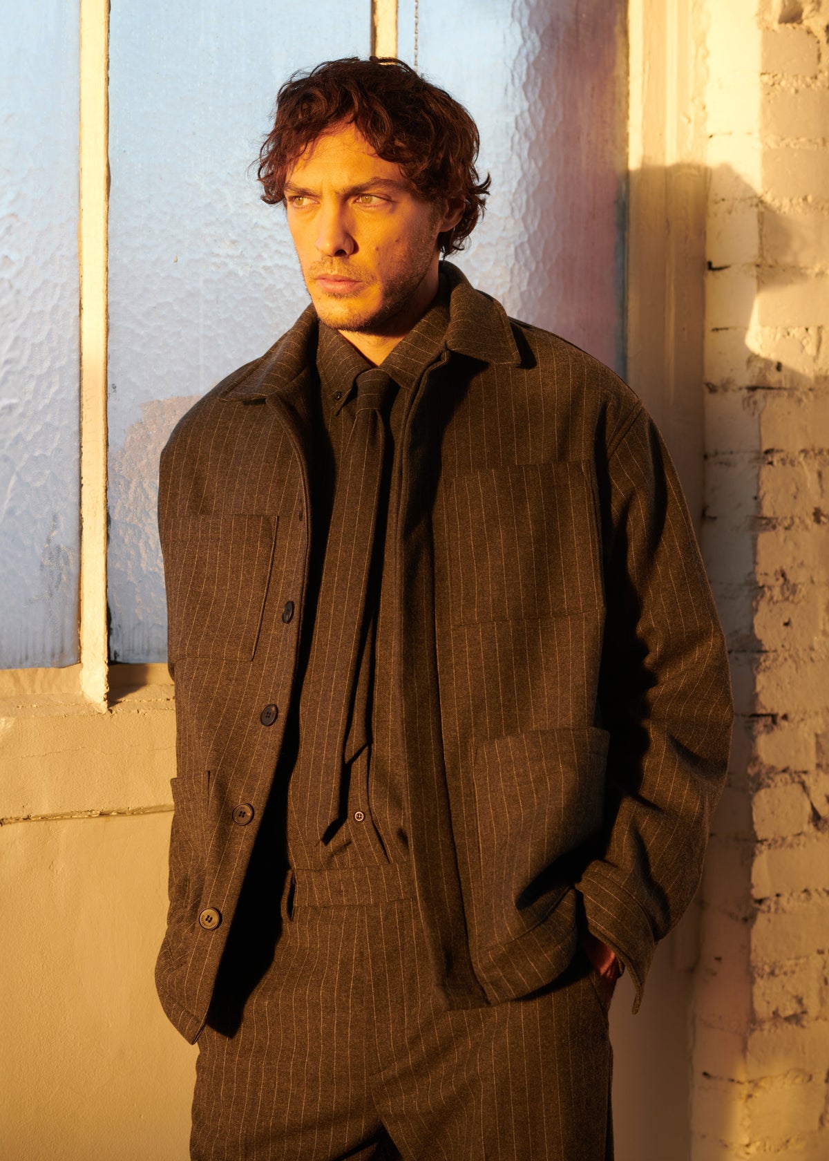 Mason Boxy Wool Jacket - Dark Grey/White Pinstripe β view 3 of 11