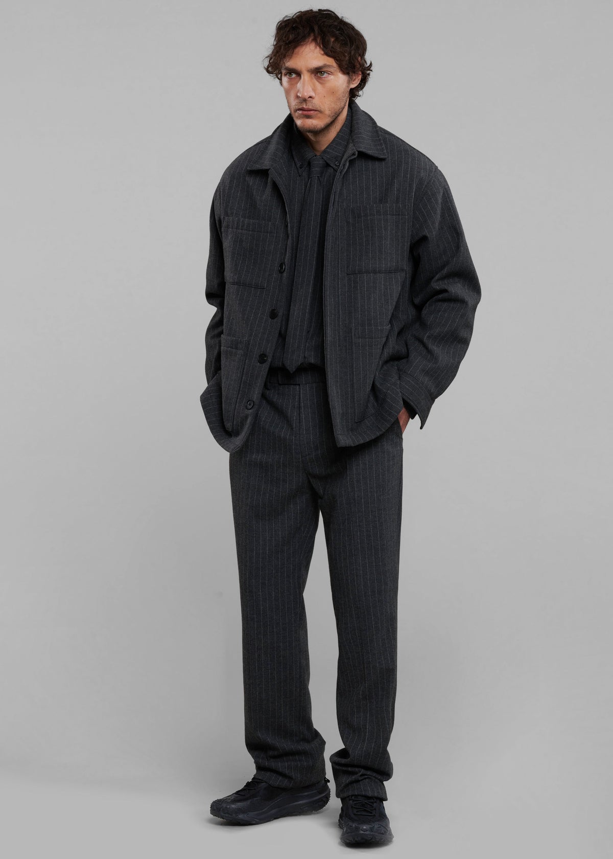 Mason Wool Trousers - Dark Grey/White Pinstripe β view 2 of 14
