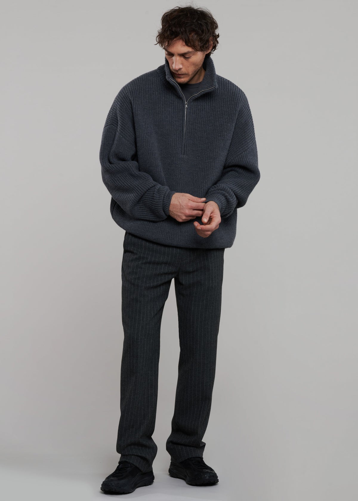 Mason Wool Trousers - Dark Grey/White Pinstripe β view 8 of 14