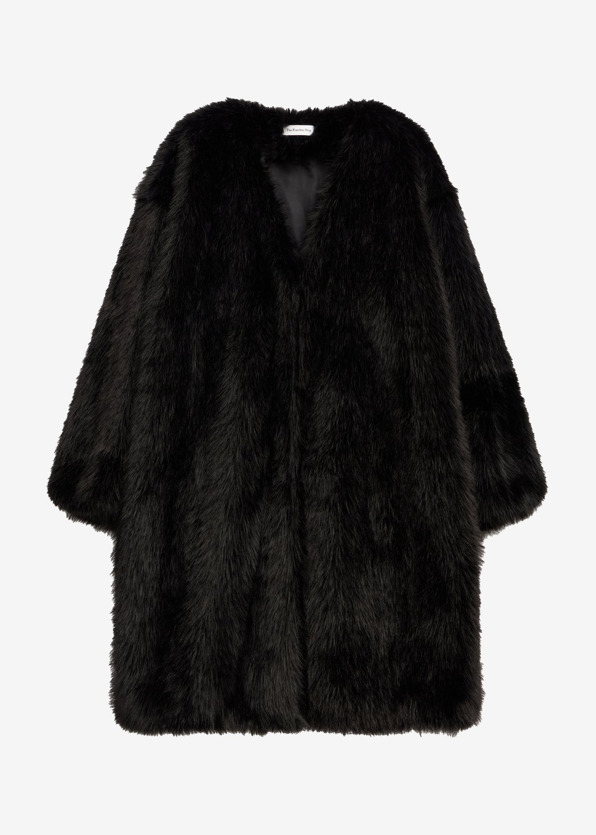 Matera Collarless Faux Fur Coat - Black β view 9 of 9
