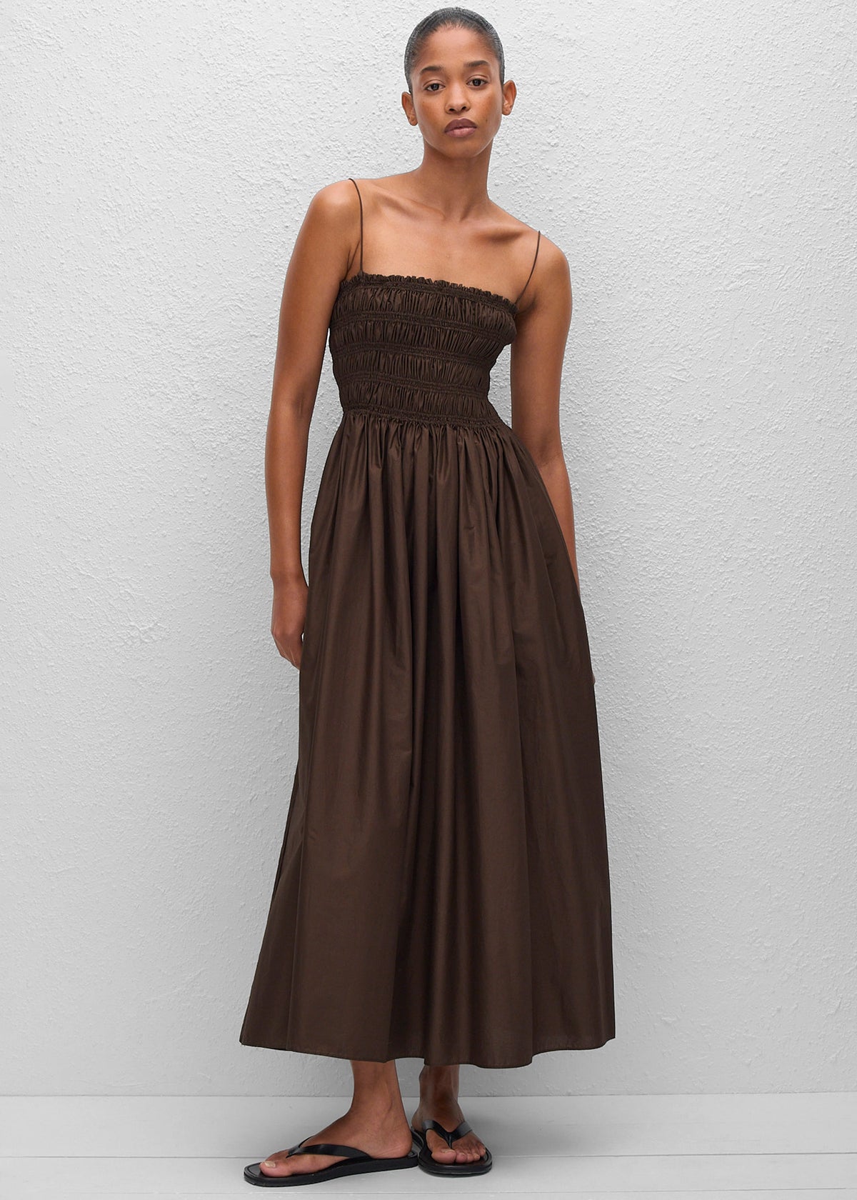 Matteau Shirred Bodice Dress - Chocolate β view 1 of 6