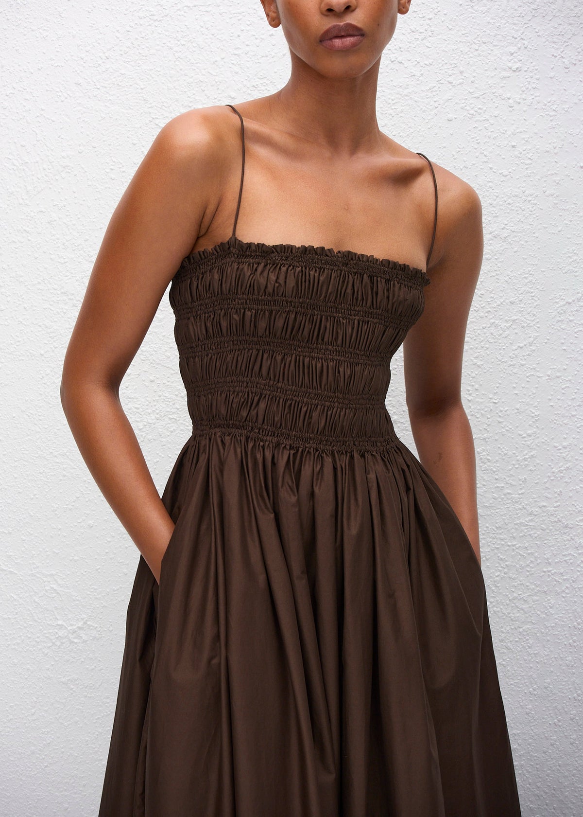 Matteau Shirred Bodice Dress - Chocolate β view 2 of 6
