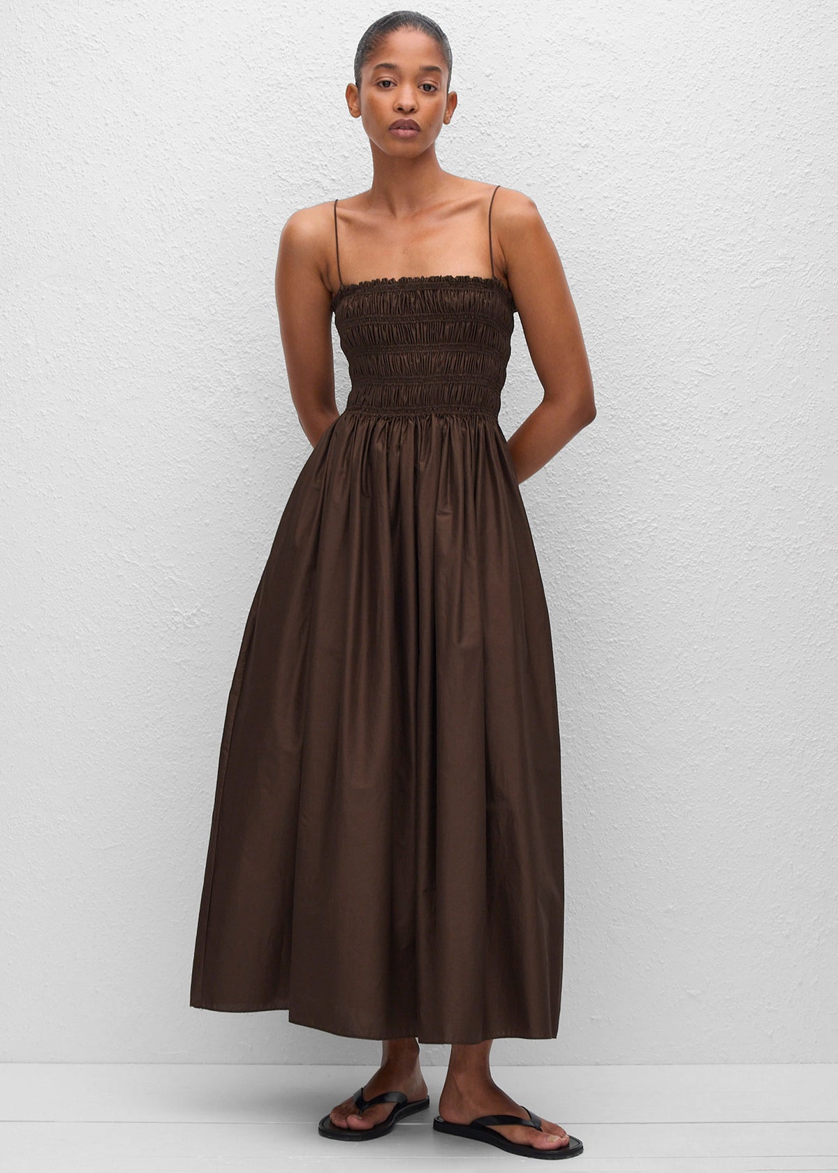 Matteau Shirred Bodice Dress - Chocolate β view 4 of 6