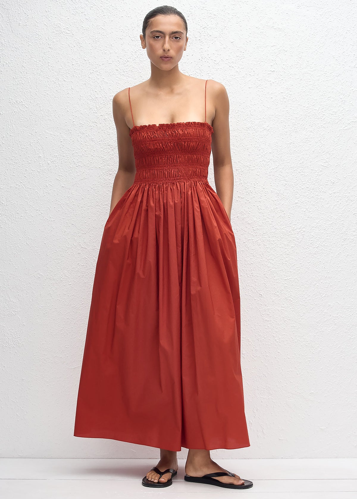 Matteau Shirred Bodice Dress - Tomato β view 4 of 7