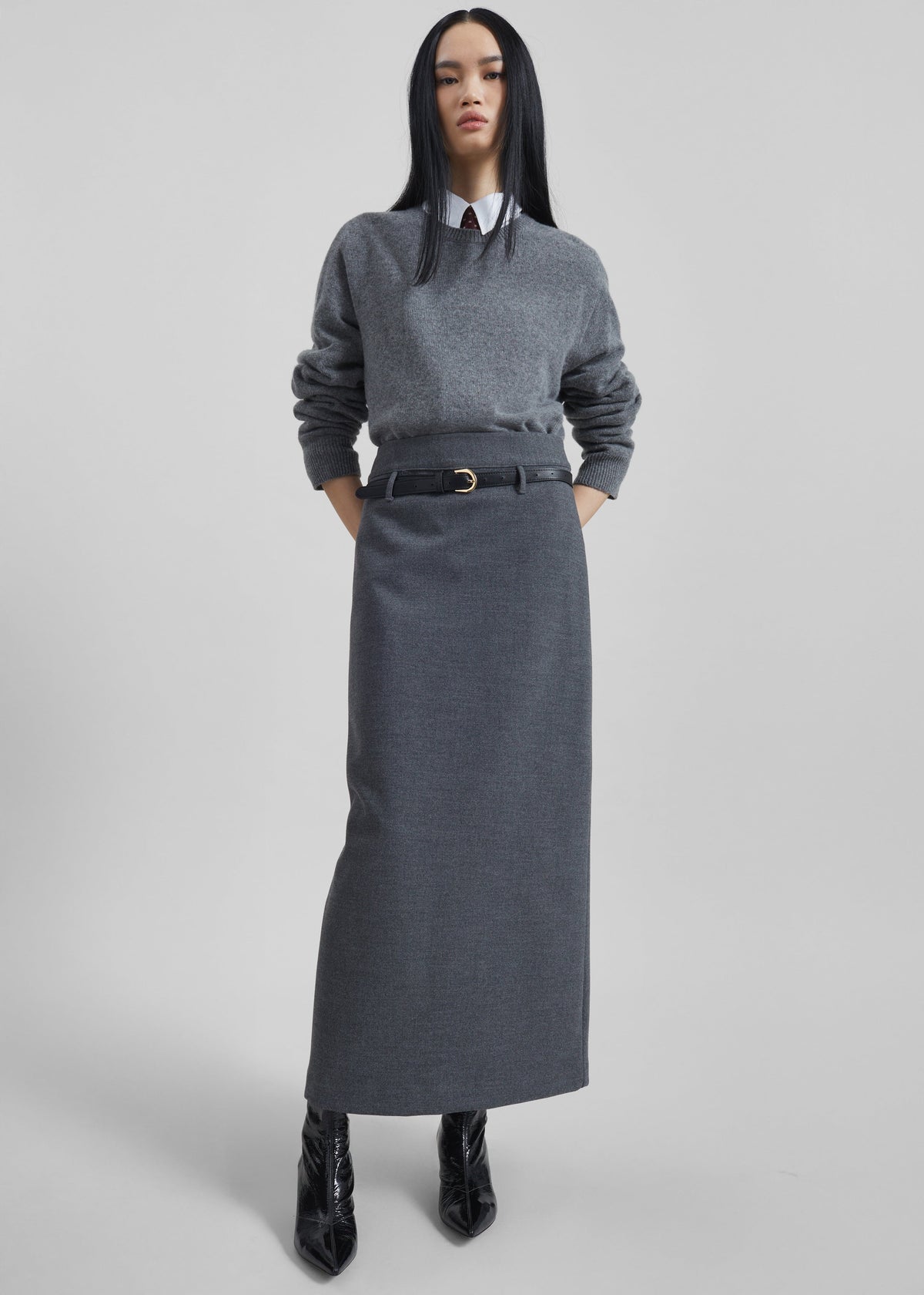 Mauvilly Belted Pencil Skirt - Grey β view 1 of 8