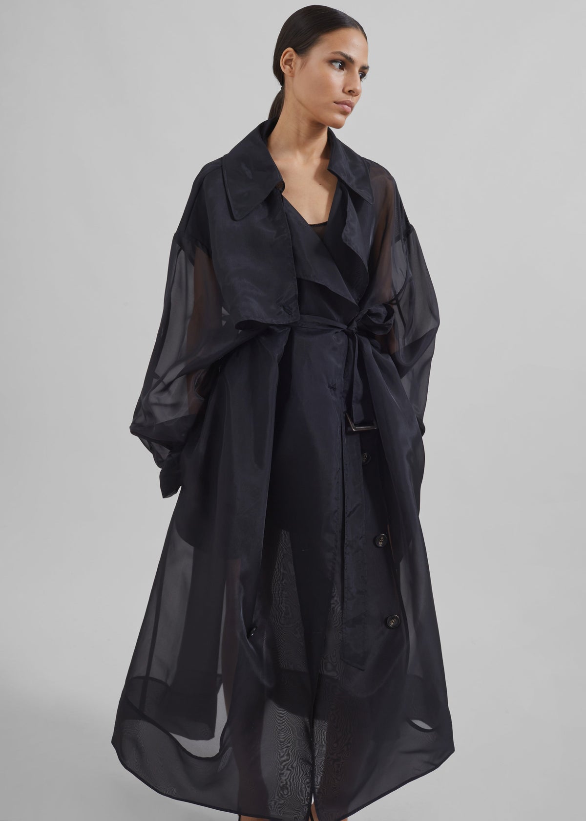Mavis Oversized Sheer Trench - Black β view 6 of 13