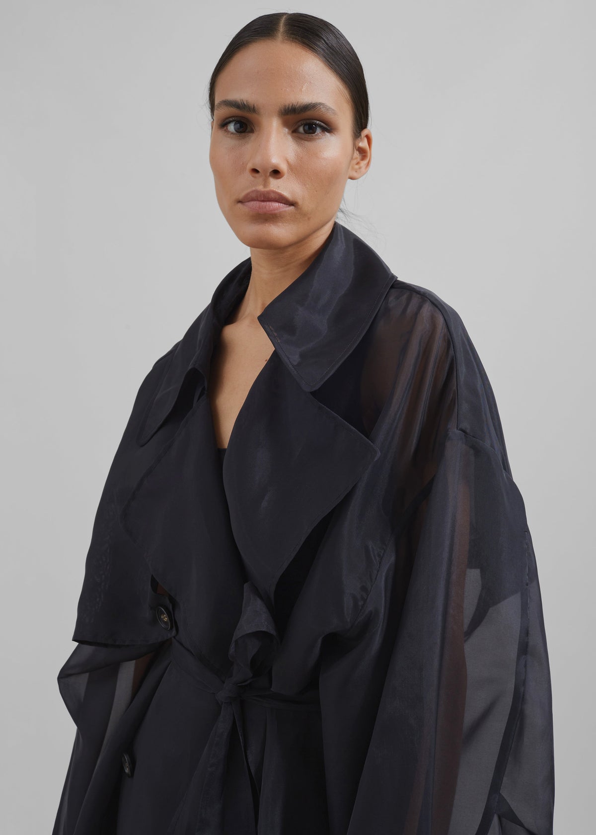 Mavis Oversized Sheer Trench - Black β view 9 of 13