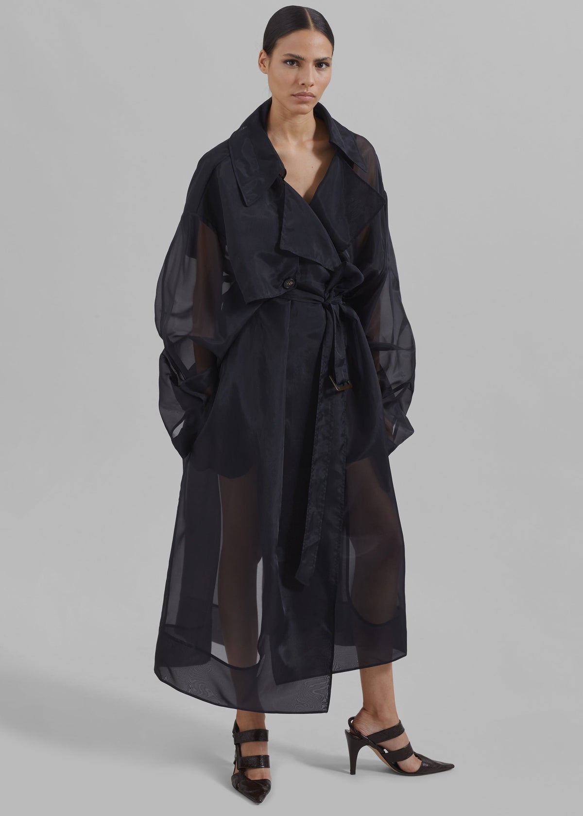 Mavis Oversized Sheer Trench - Black β view 3 of 13