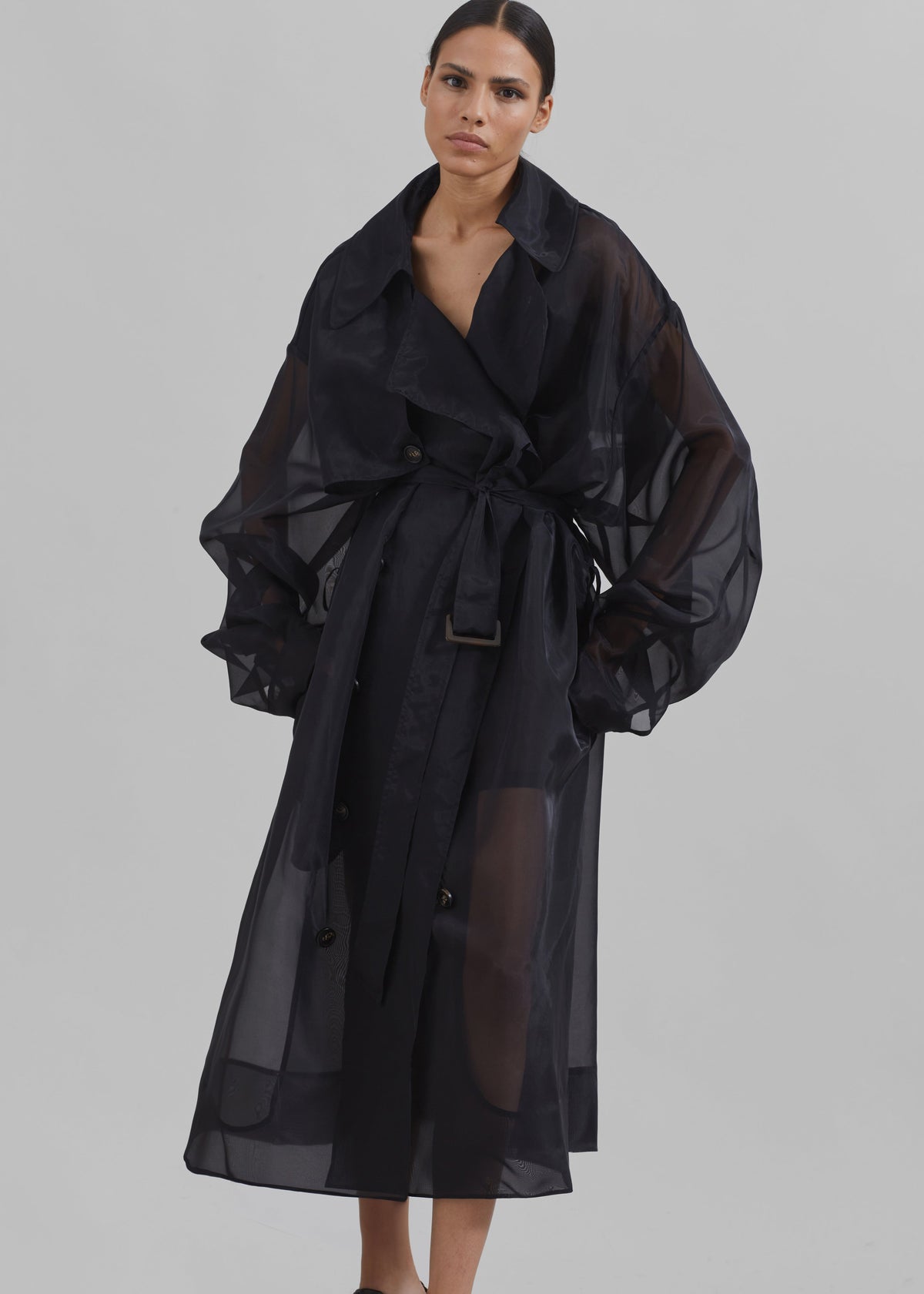 Mavis Oversized Sheer Trench - Black β view 11 of 13
