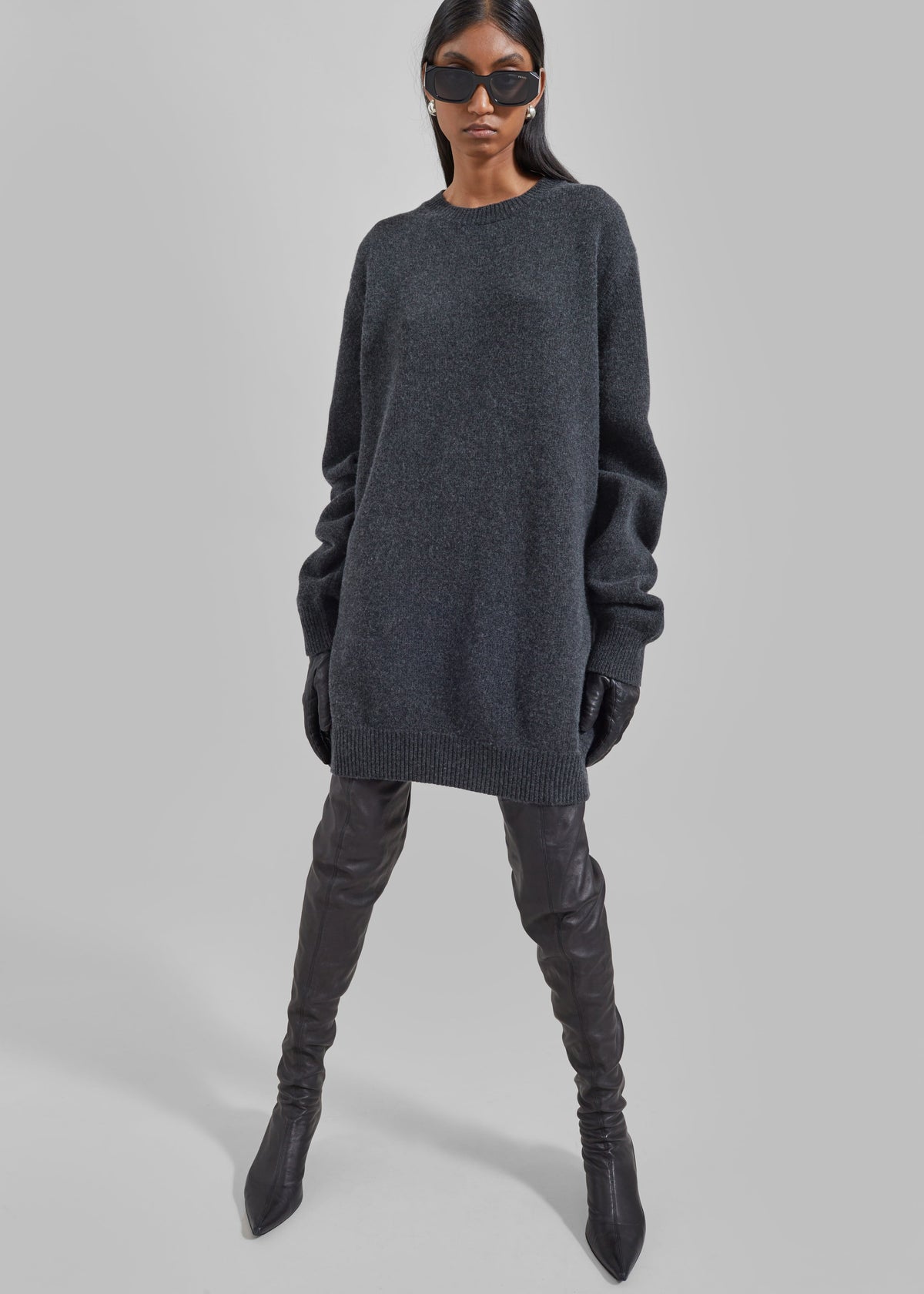 Maxime Knit Sweater Dress - Dark Grey Melange β view 1 of 10