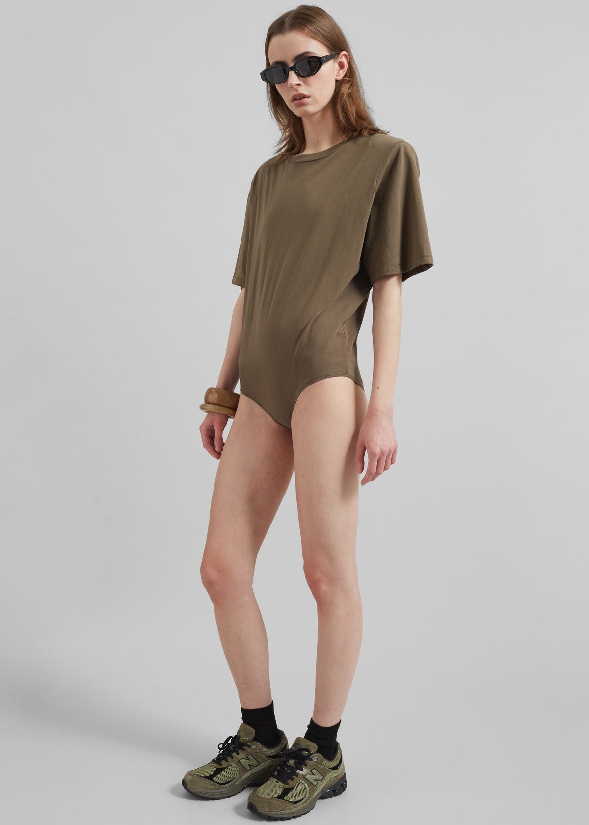 Meida Padded T-Shirt Bodysuit - Khaki β view 2 of 10