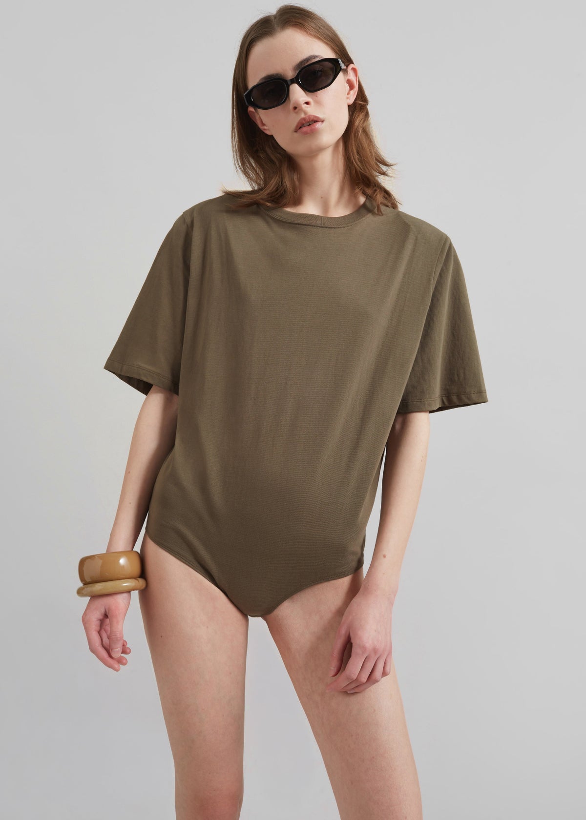 Meida Padded T-Shirt Bodysuit - Khaki β view 5 of 10