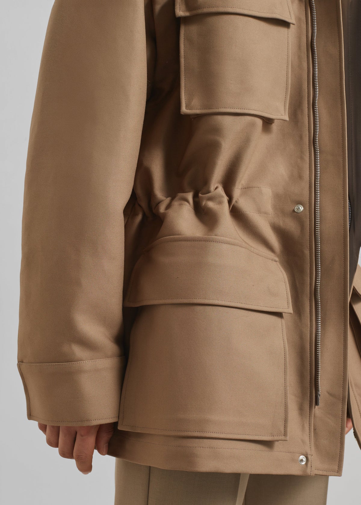 Melton Detachable Sleeve Cargo Jacket - Camel β view 7 of 10