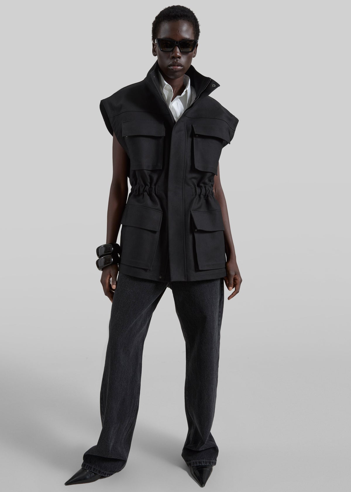 Melton Detachable Sleeve Cargo Jacket - Black β view 7 of 9