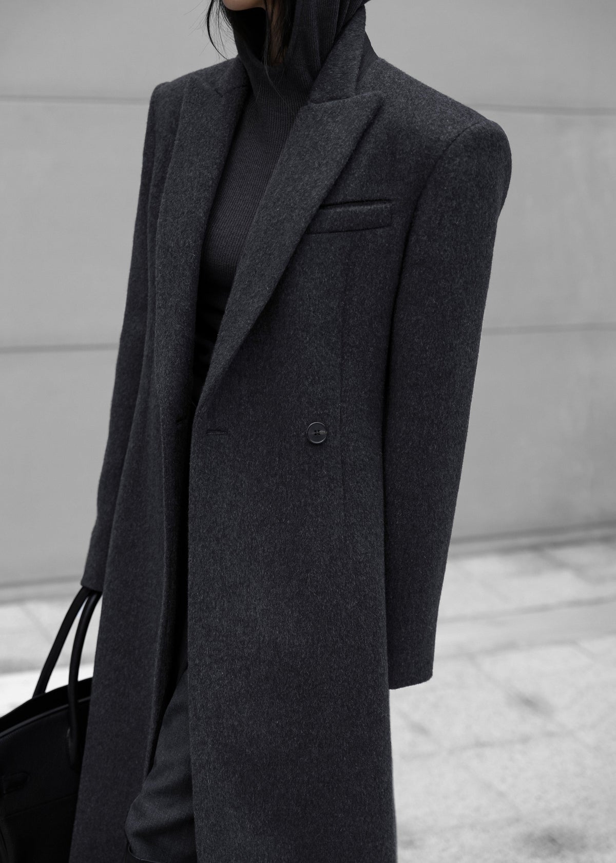 Melva Long Coat - Charcoal β view 2 of 11
