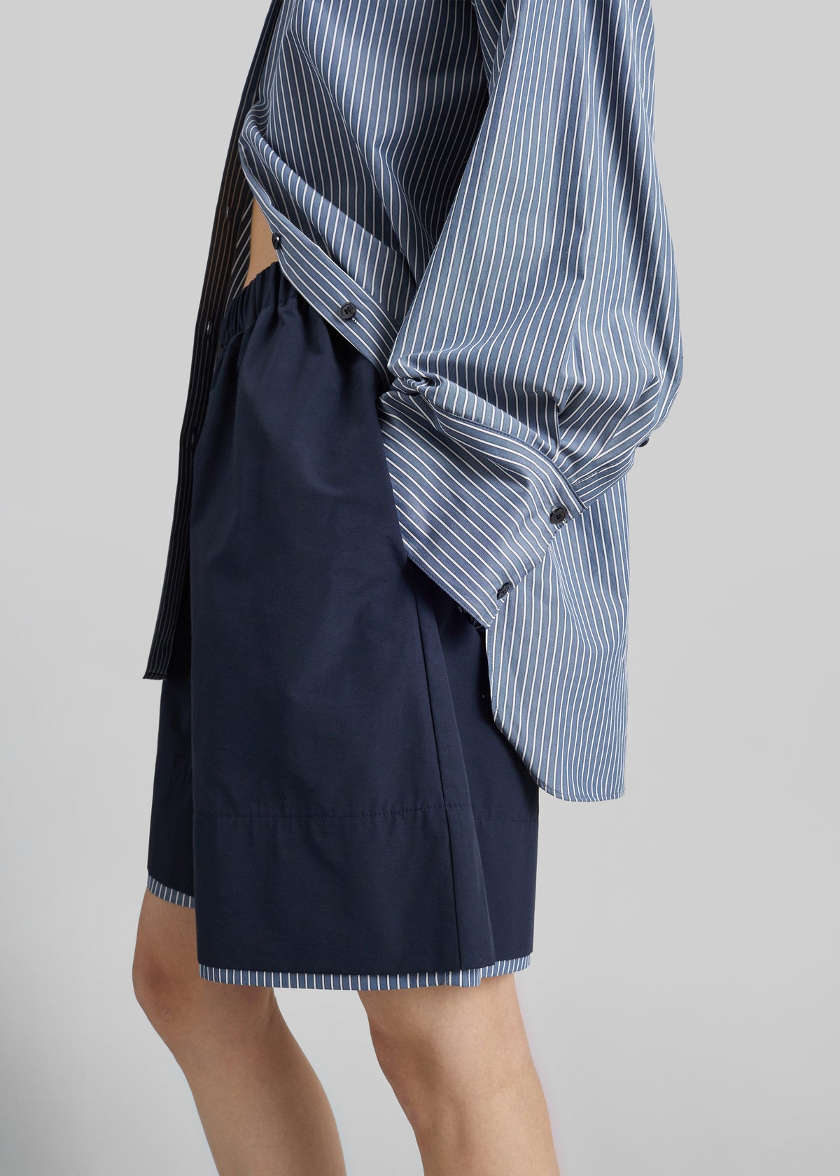 Menton Layered Hem Shorts - Navy/White Stripe β view 4 of 8