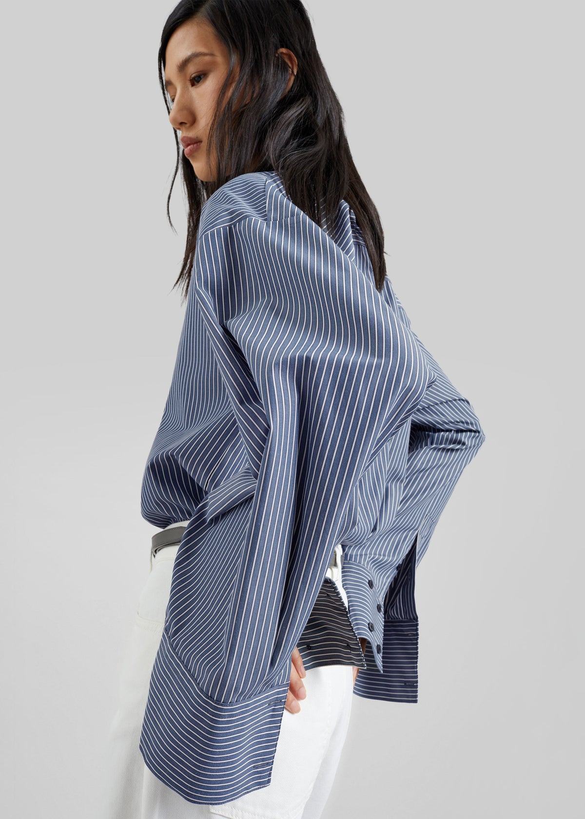 Menton Oversized Shirt - Navy/White Stripe β view 9 of 10