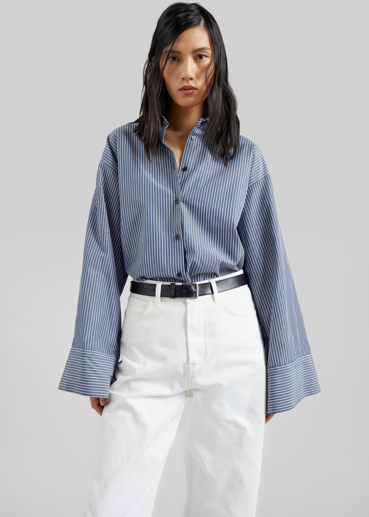 Menton Oversized Shirt - Navy/White Stripe β view 7 of 10