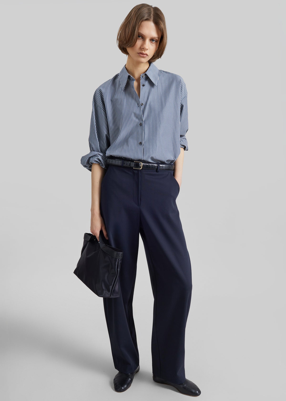 Menton Oversized Shirt - Navy/White Stripe β view 4 of 10