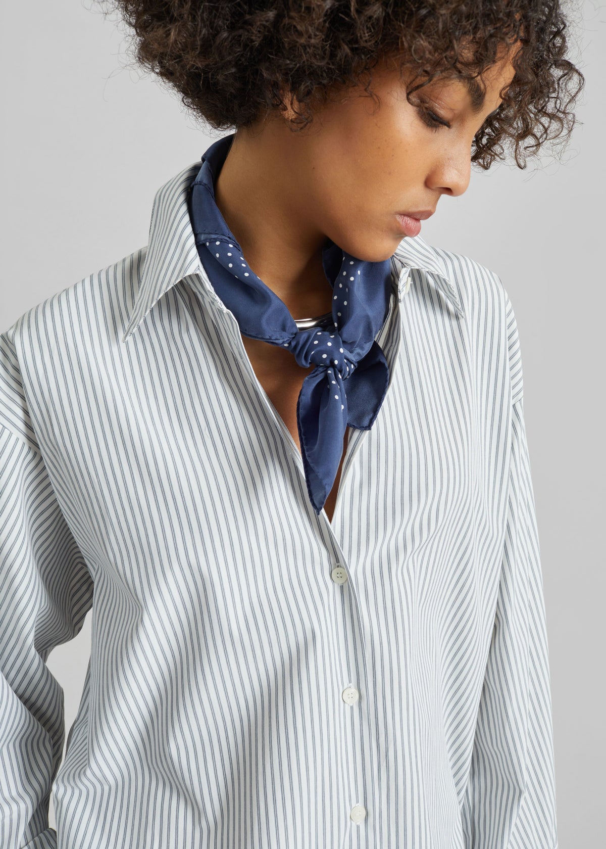 Menton Oversized Shirt - White/Blue Stripe β view 2 of 6