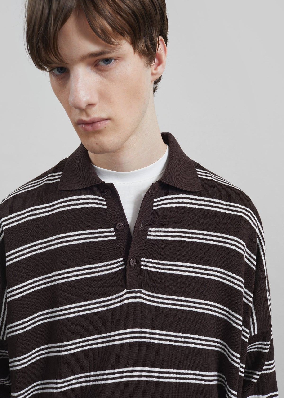 Meriel Polo Sweater - Brown/White Stripe β view 2 of 6