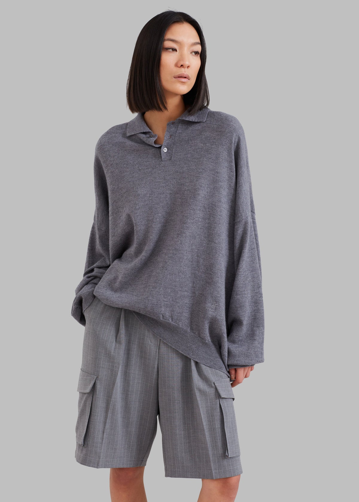 Meriel Wool Polo Sweater - Grey β view 1 of 15