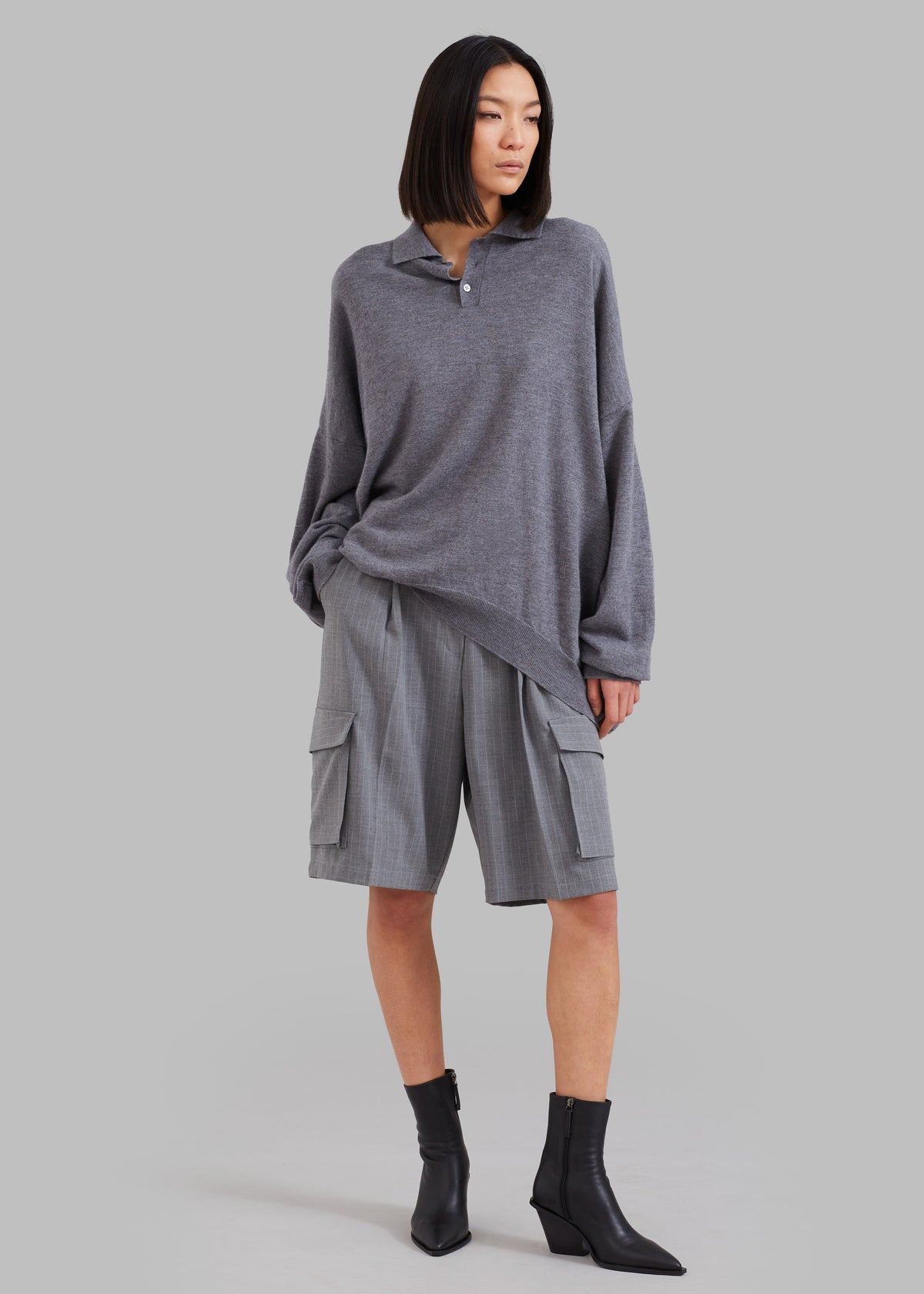Meriel Wool Polo Sweater - Grey β view 6 of 15