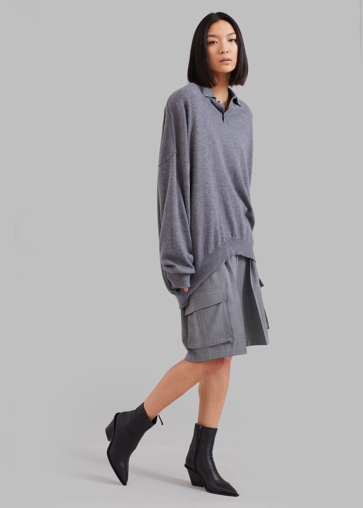 Meriel Wool Polo Sweater - Grey β view 2 of 15