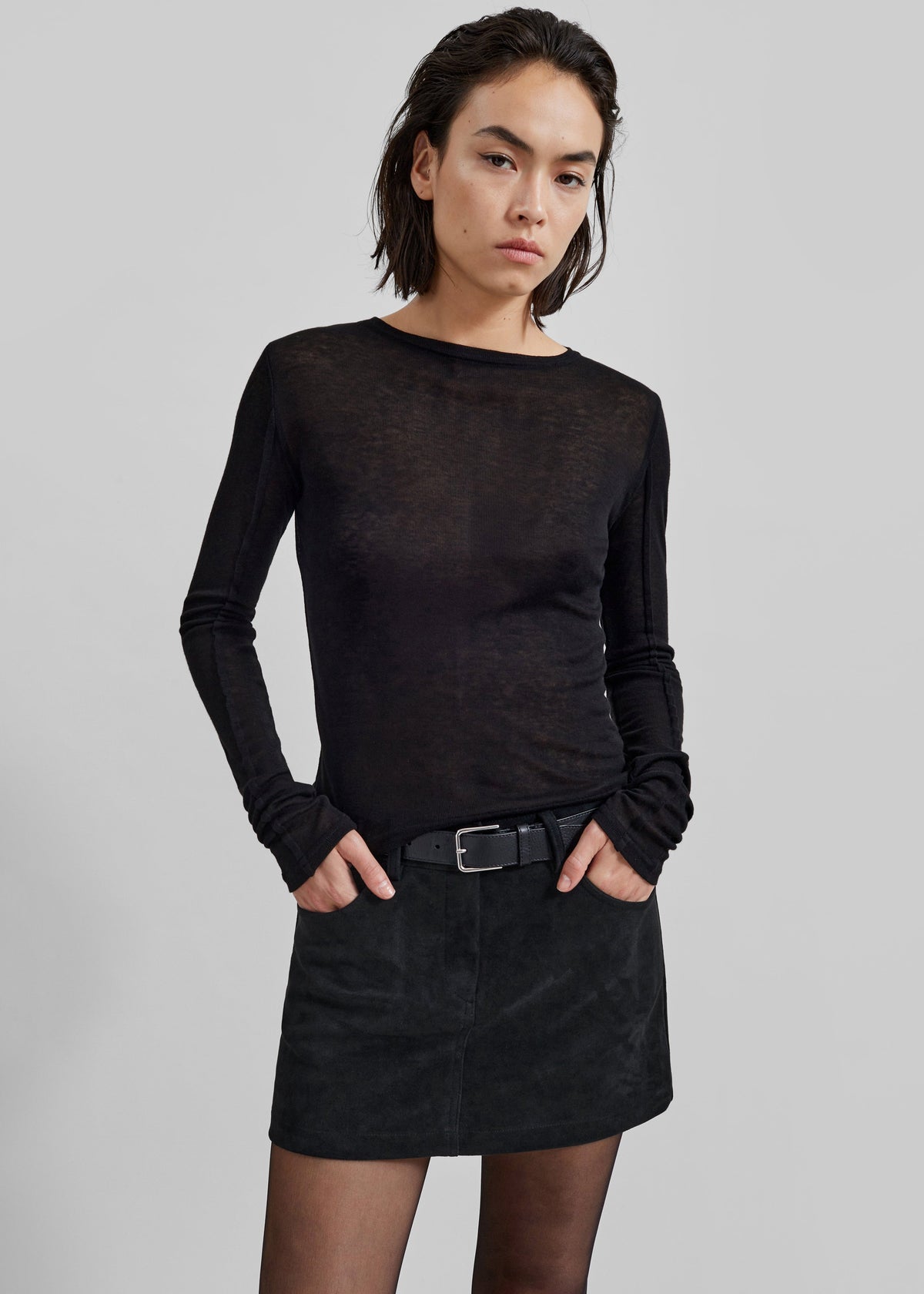 Mesa Sheer Long Sleeve Tee - Black β view 1 of 11