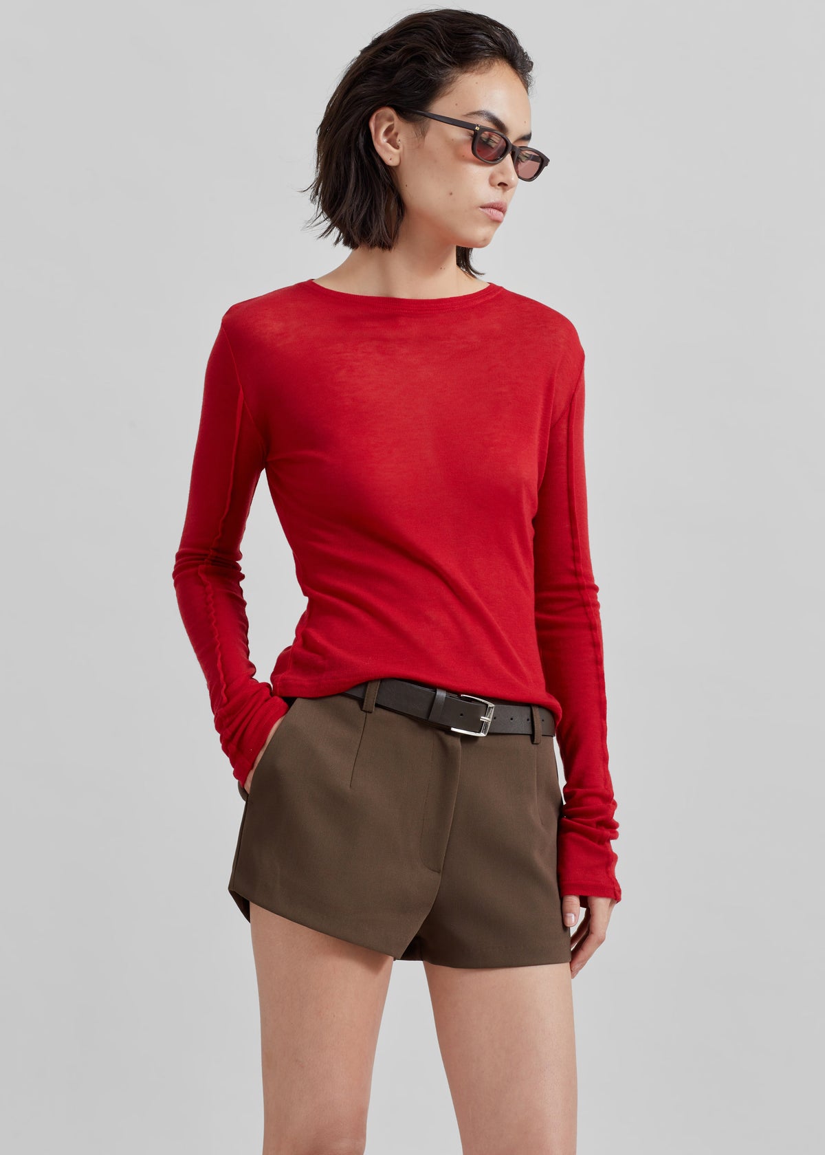 Mesa Sheer Long Sleeve Tee - Red β view 1 of 9