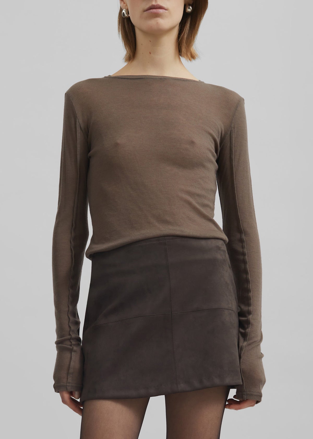 Mesa Sheer Long Sleeve Tee - Brown β view 4 of 7