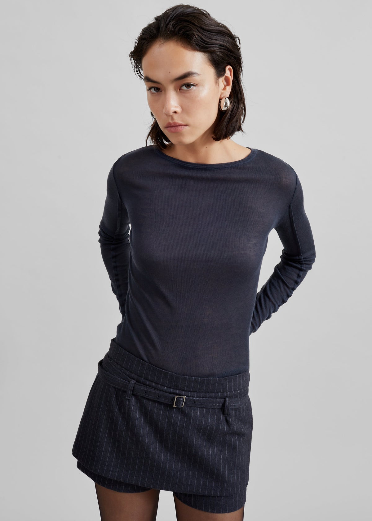 Mesa Sheer Long Sleeve Tee - Navy β view 6 of 11