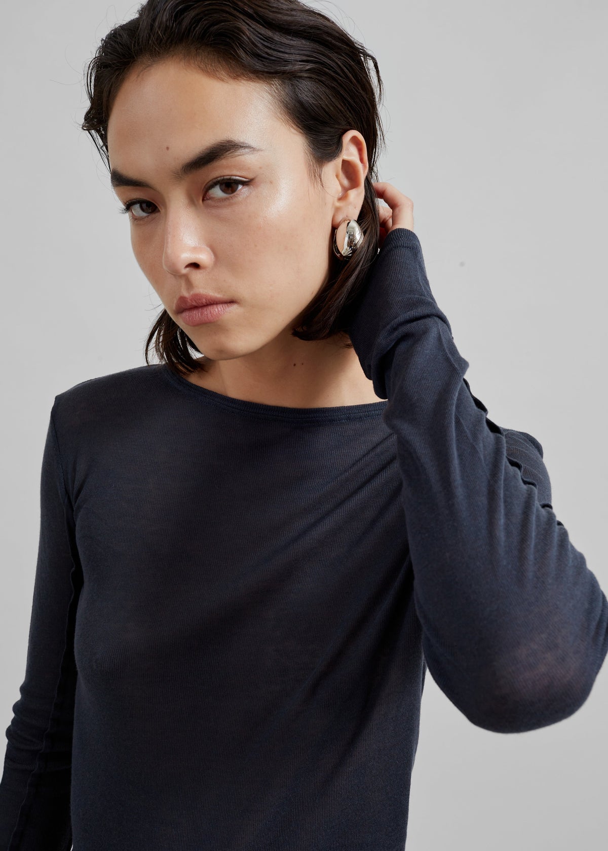 Mesa Sheer Long Sleeve Tee - Navy β view 2 of 11