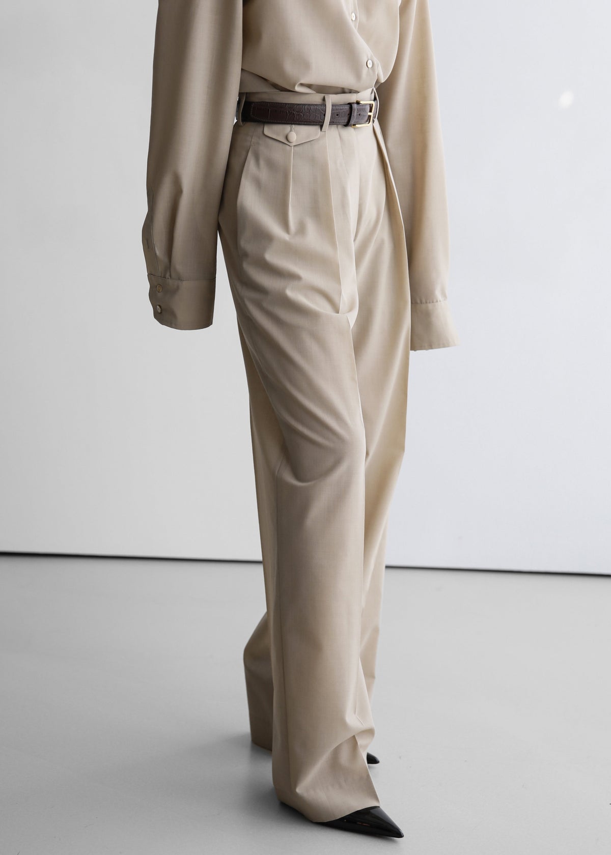 Meslay Sheer Pleated Trousers - Beige β view 1 of 11