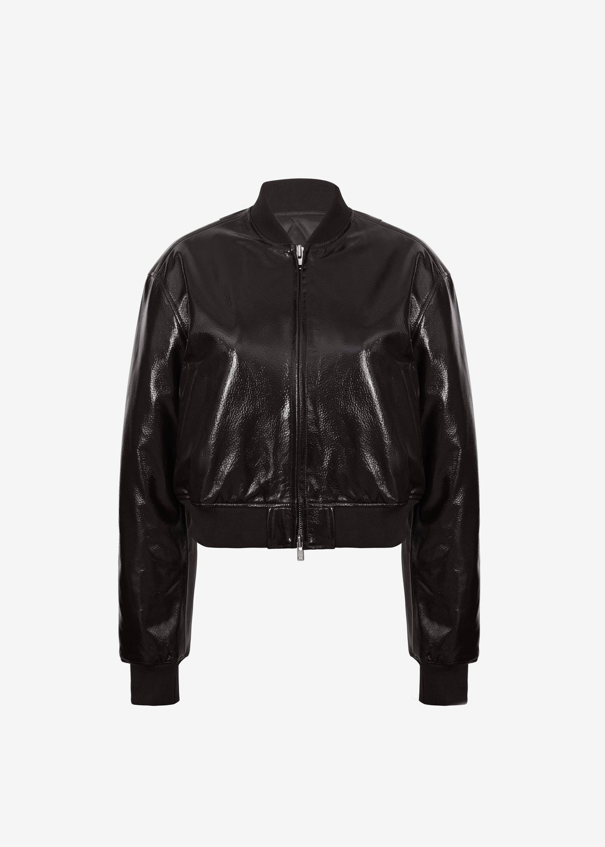 Micky Crackled Faux Leather Cropped Bomber - Dark Brown β view 7 of 7