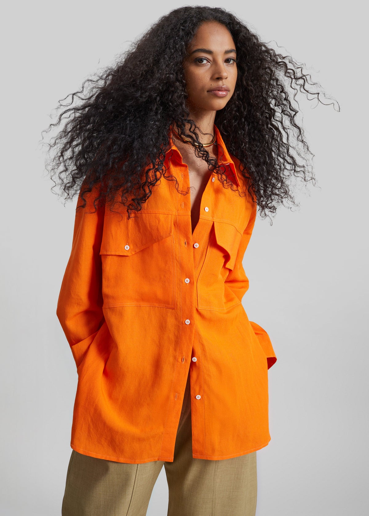 Miery Linen Oversized Shirt - Orange β view 2 of 8
