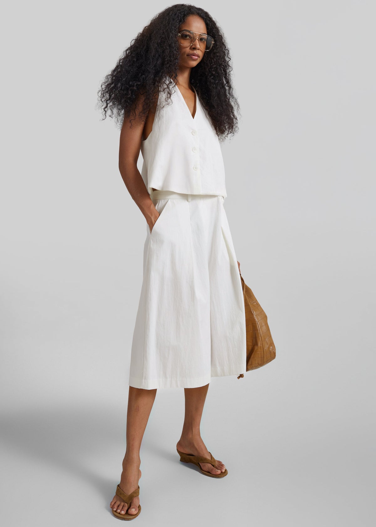 Miglia Linen Trapeze Vest - Ivory β view 4 of 8