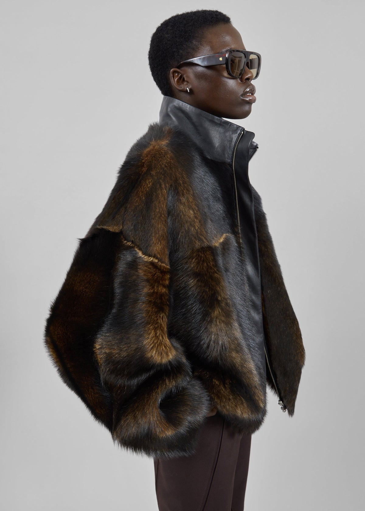 Milano Fur Bomber Jacket - Dark Brown β view 1 of 6