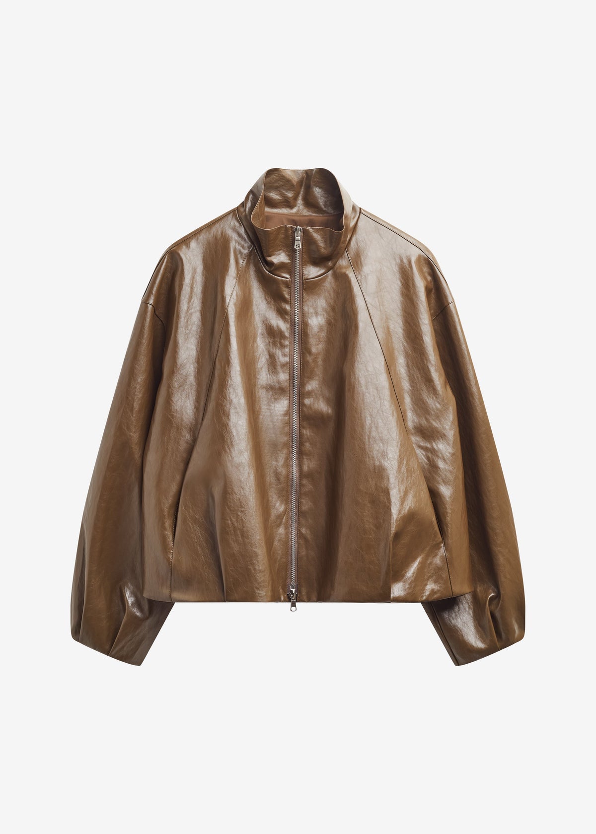 Milford Faux Leather Balloon Jacket - Brown β view 8 of 8