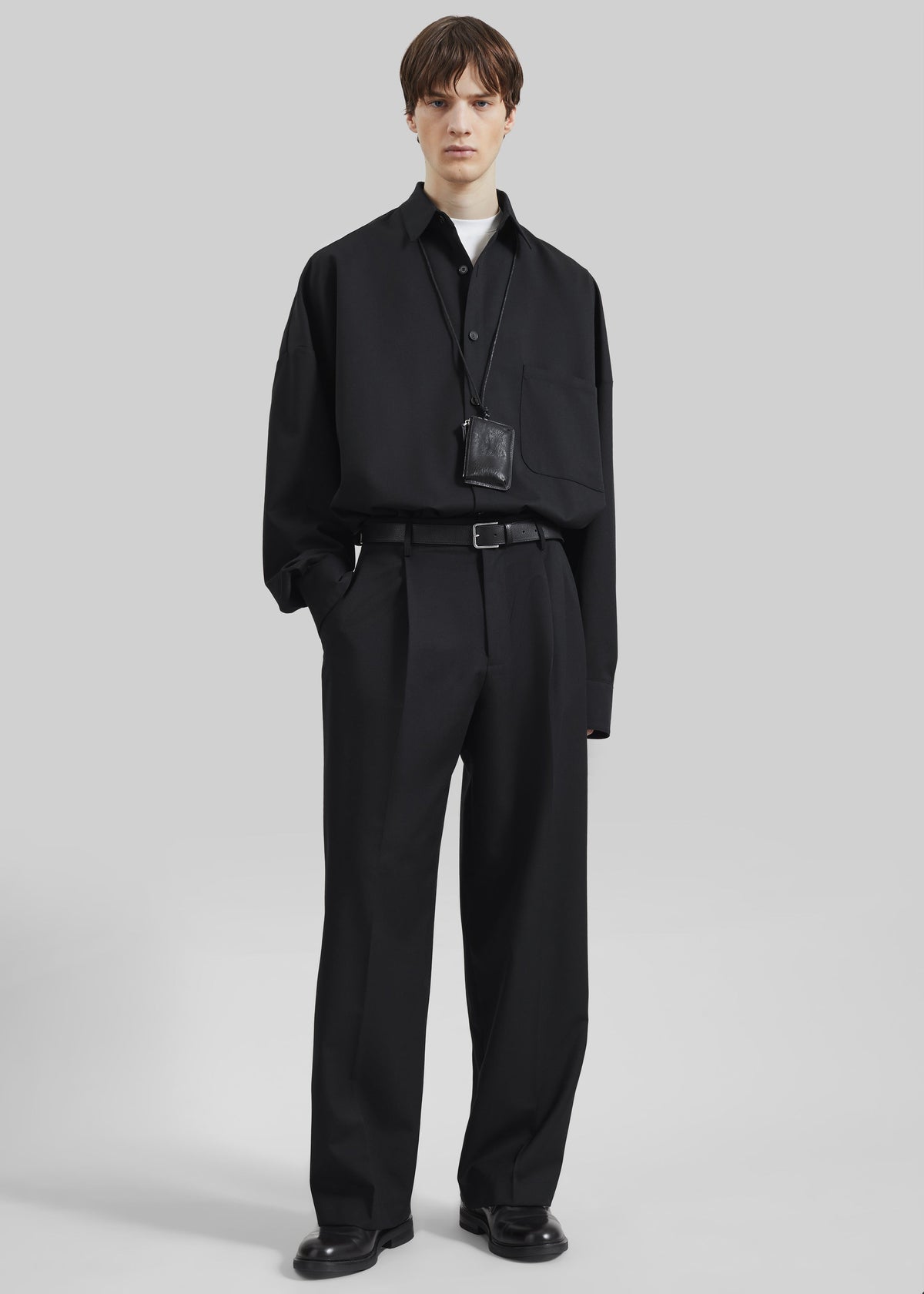 Milton Wool-Blend Shirt - Black β view 1 of 8