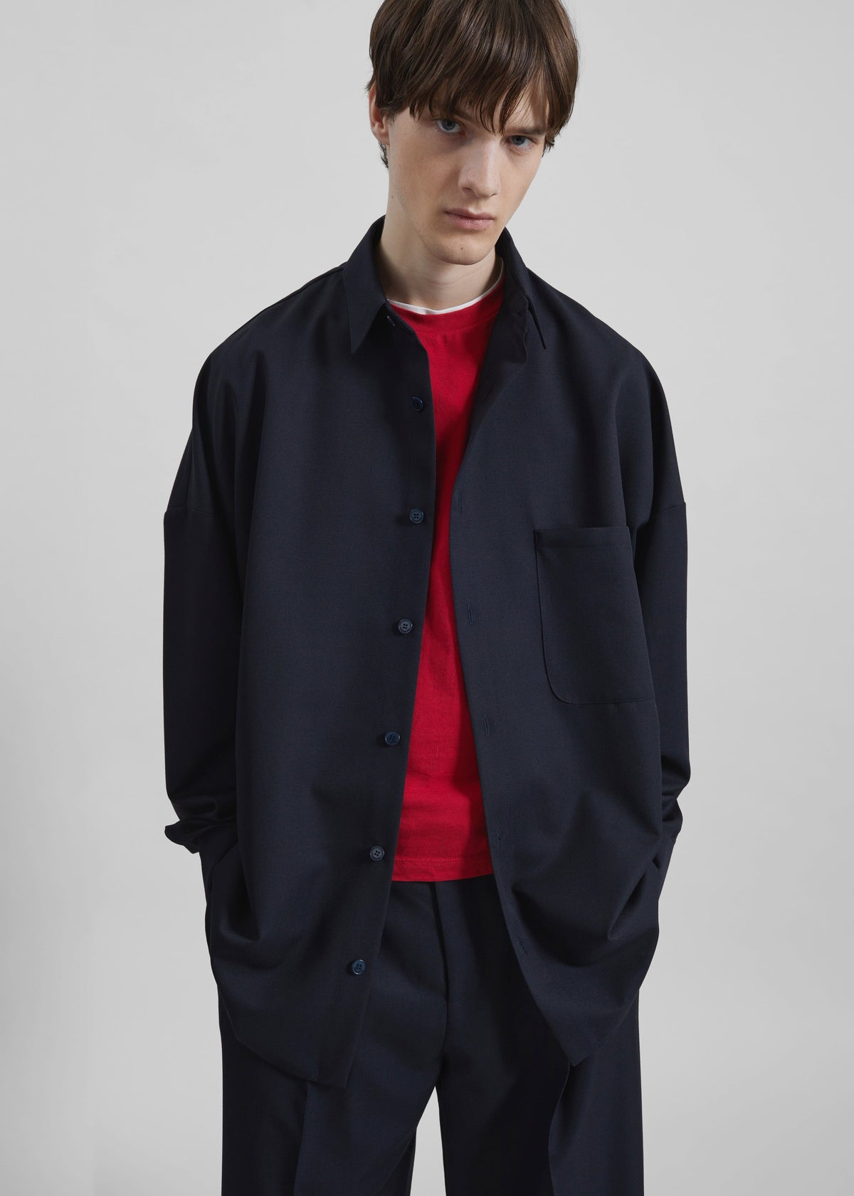 Milton Wool-Blend Shirt - Dark Navy β view 1 of 7