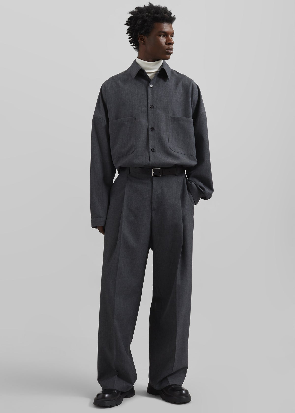 Milton Wool-Blend Shirt - Dark Grey β view 6 of 7