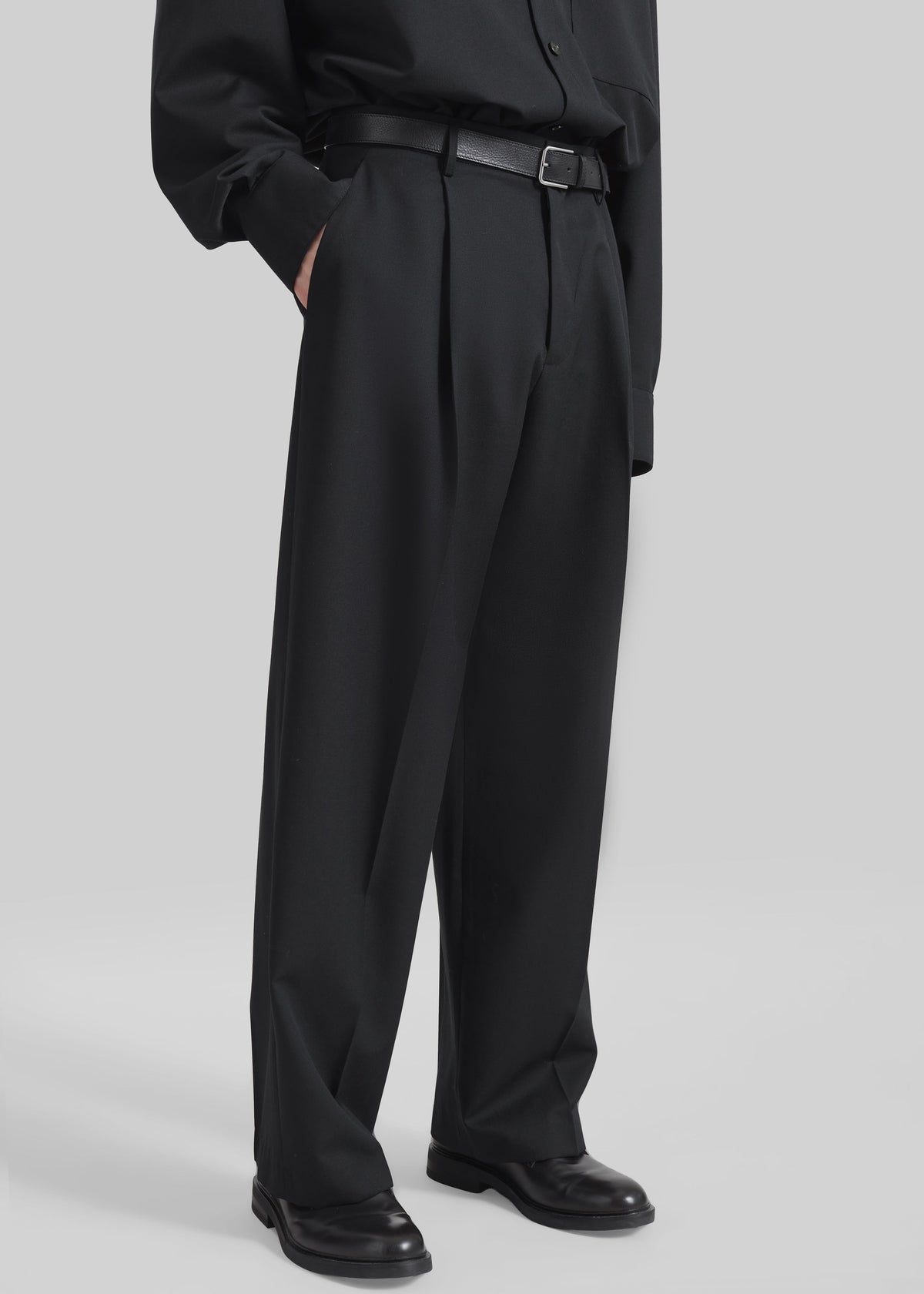 Milton Wool-Blend Trousers - Black β view 1 of 8