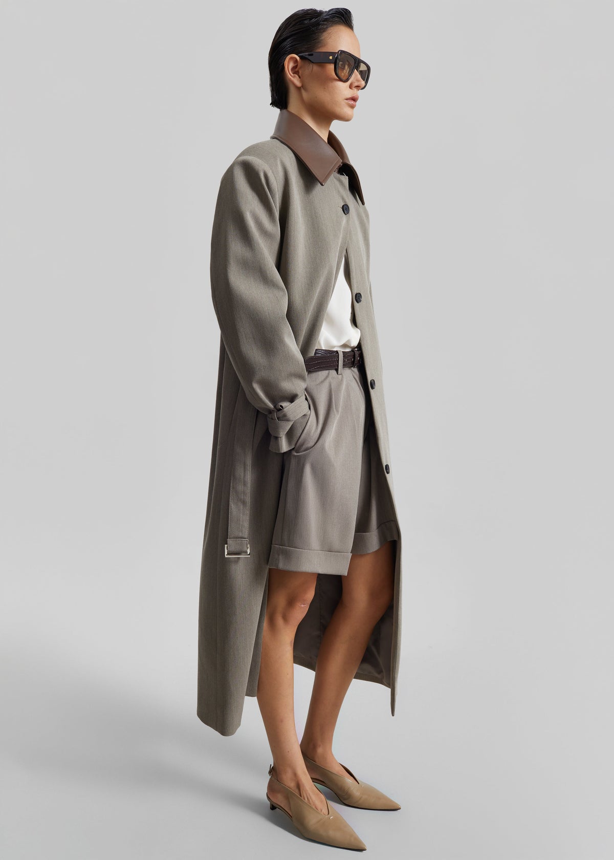 Mirbel Pleated Shorts - Taupe β view 8 of 12