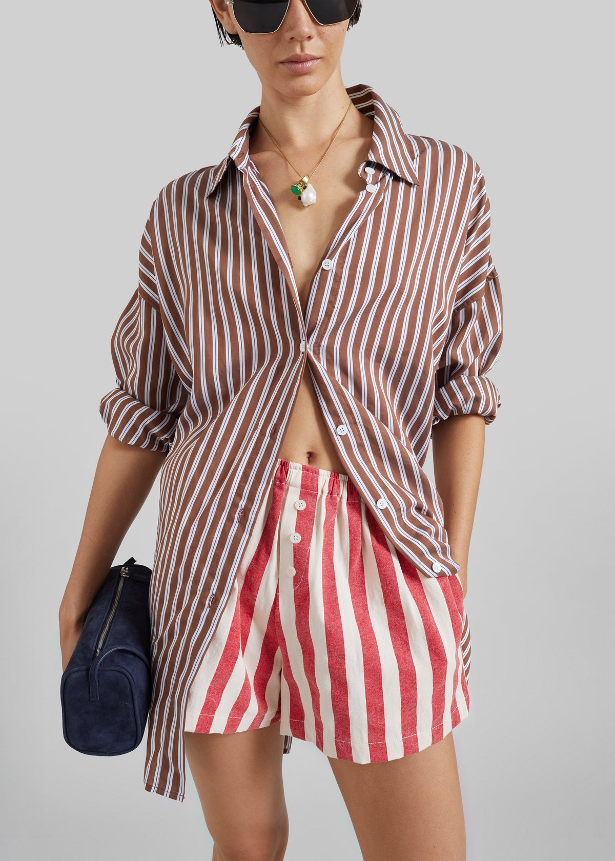 Mireval Cotton Boxer Shorts - Red/White Stripe β view 3 of 9