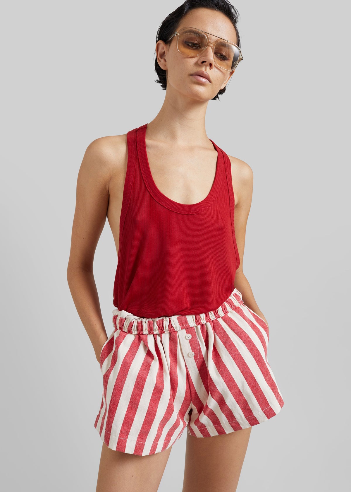 Mireval Cotton Boxer Shorts - Red/White Stripe β view 5 of 9