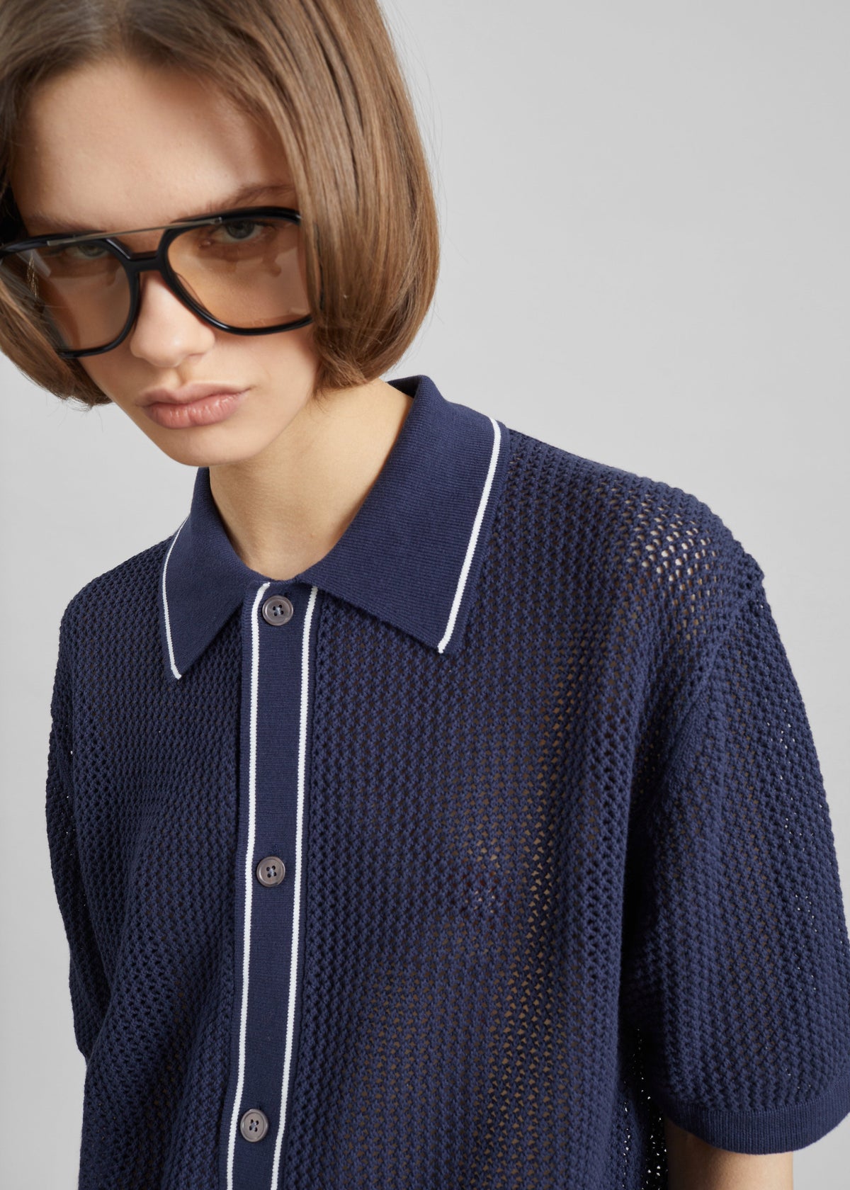 Monza Crochet Knit Cardigan - Navy β view 3 of 11