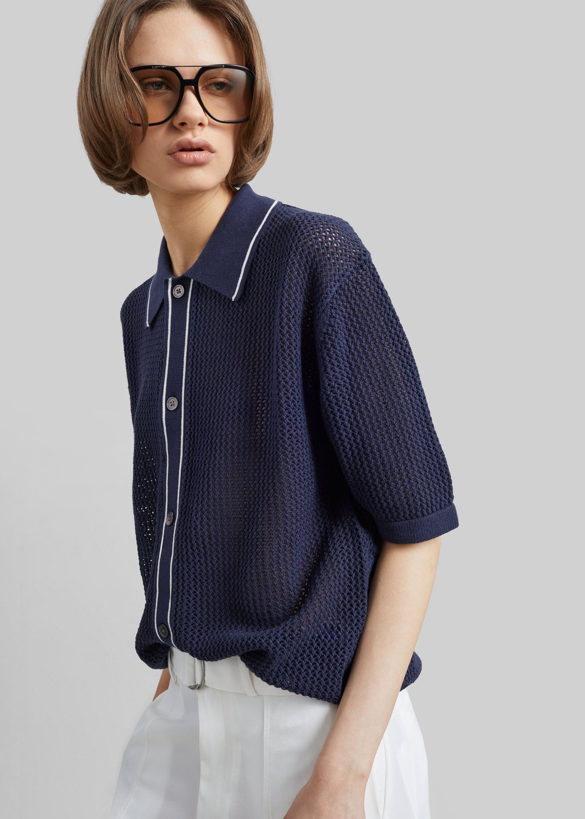 Monza Crochet Knit Cardigan - Navy β view 6 of 11