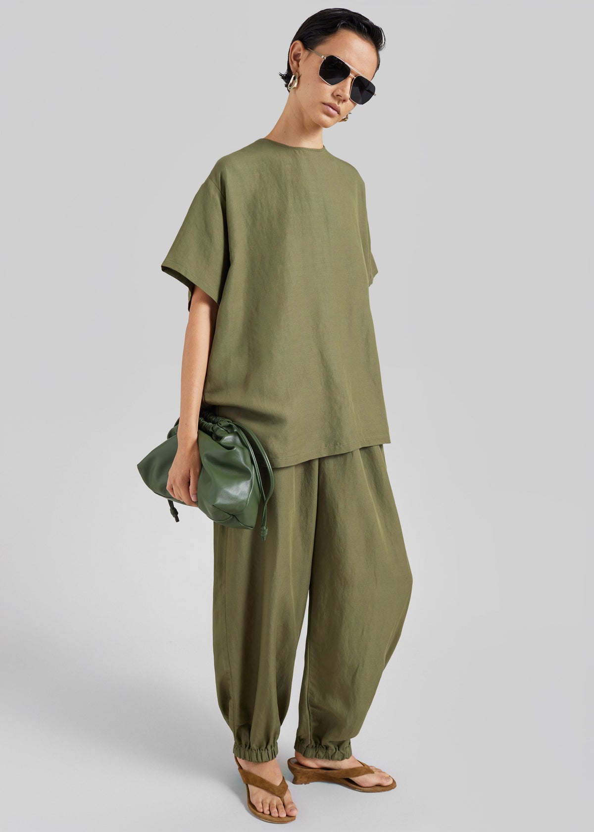 Morat Linen Back Button Top - Olive β view 6 of 8