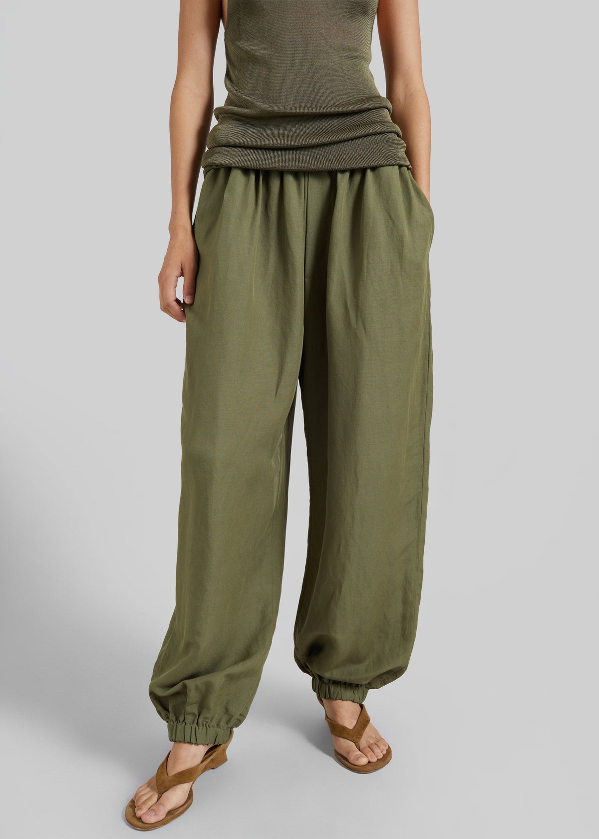 Morat Linen Balloon Pants - Olive β view 3 of 8